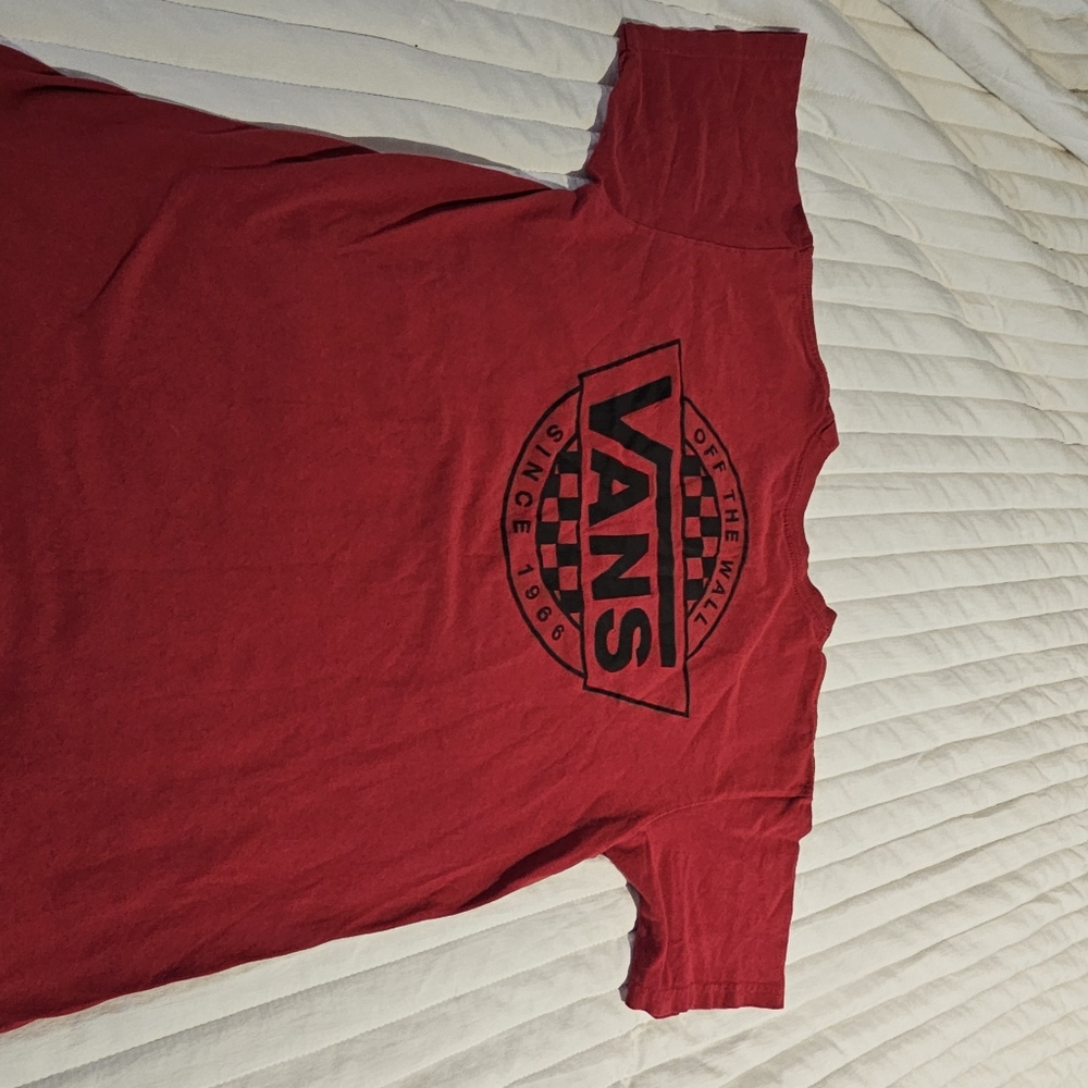 Vans Red Tee with Black Logo
